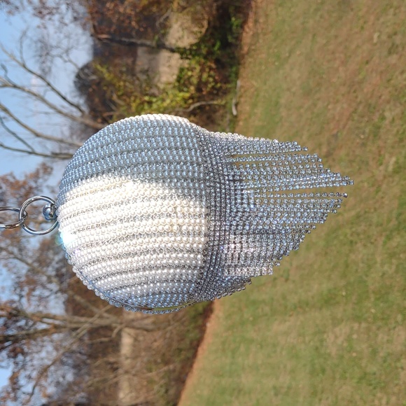 🐧UNIQUE VINTAGE Round Pearl/Rhinestones Flapper Clutch - Picture 10 of 14